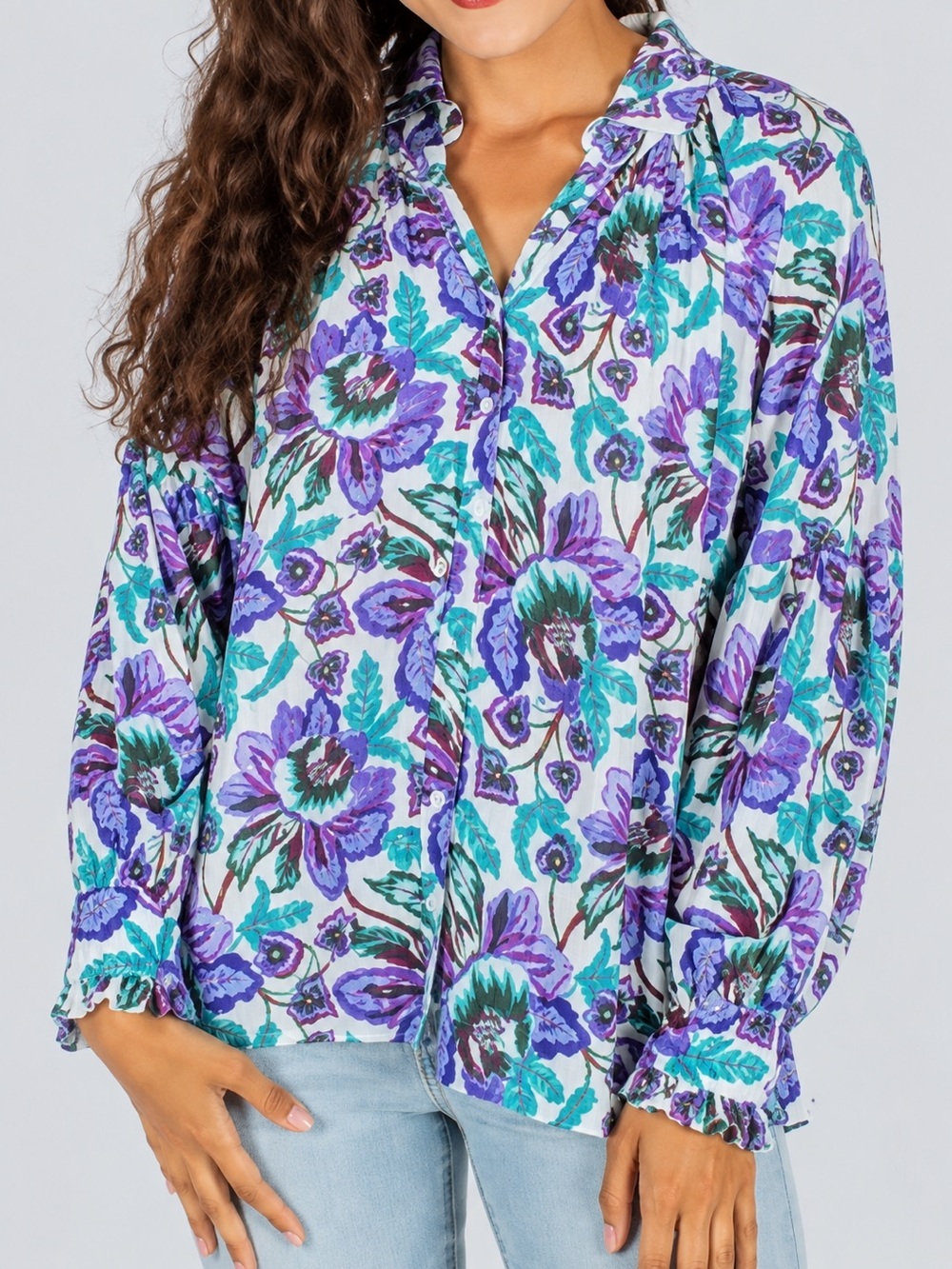 NWT Xirena Hanna Button Down Shirt Lilac Floral, Size M 🌸